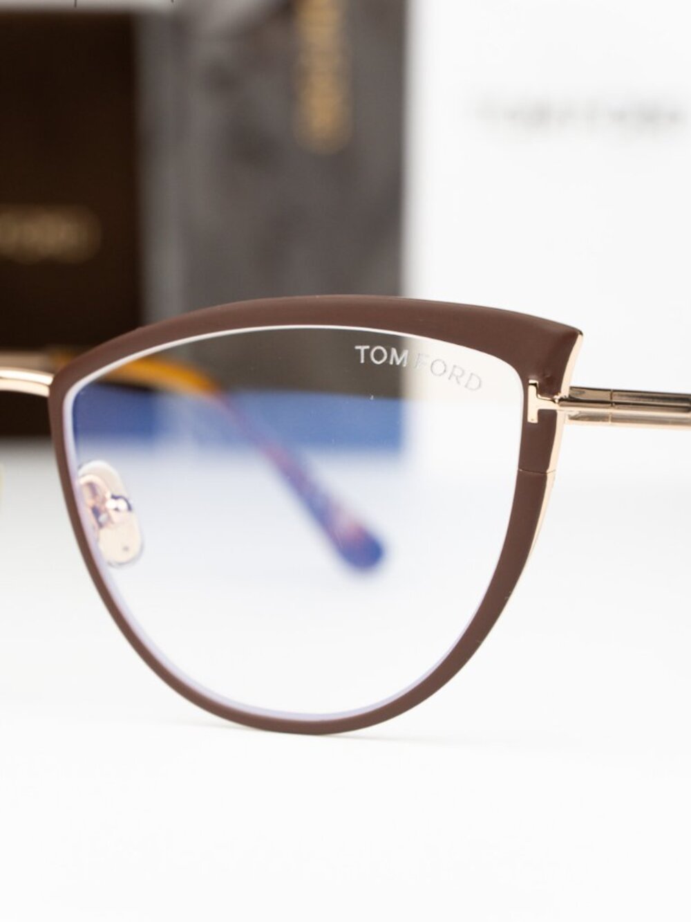 Tom Ford Women Eyeglasses Matte Brown Gold Cat Eye FT5877-B 046 NEW AUTHENTIC - Picture 6 of 10